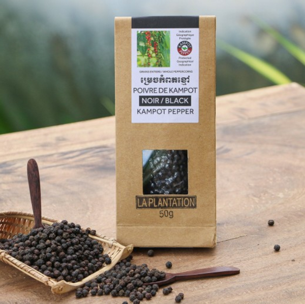 Kampot Black Whole Peppercorns - 50g Recycled Paper Pouch