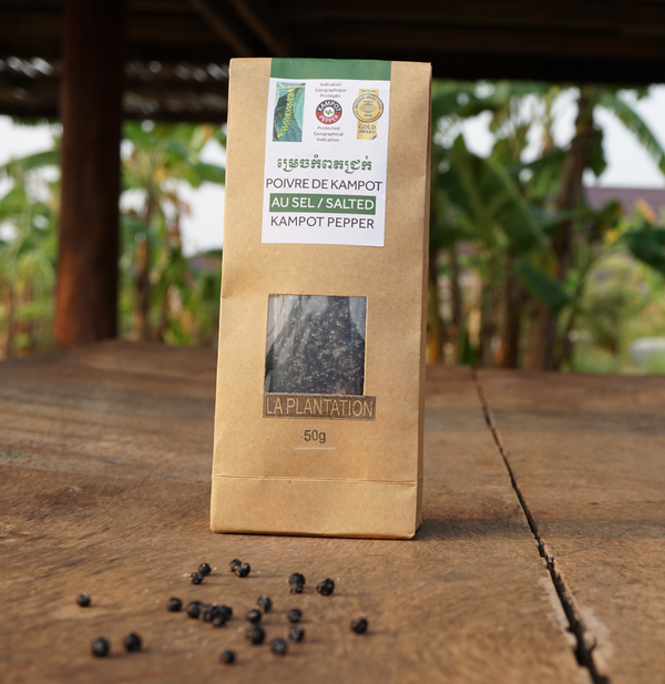 Kampot Salted Whole Peppercorns - 50g Recycled Paper Pouch